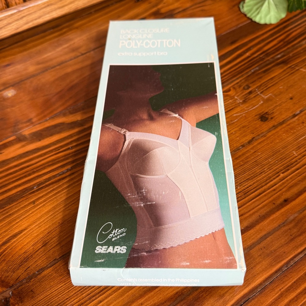 Sears Longline Bra Womens 40C White New Vintage Extra Support Poly-Cotton 48645